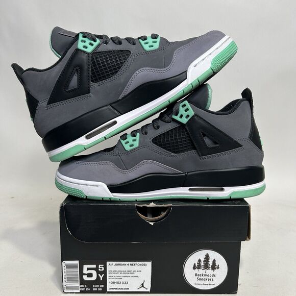 Nike Shoes Air Jordan 4 Retro BG “Green Glow” 2024 - Picture 3 of 8